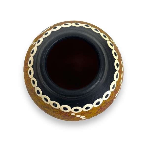 Vintage Australian Aboriginal Terracotta Vase 6"x5" Hand Painted Artist Signed - Picture 5 of 7